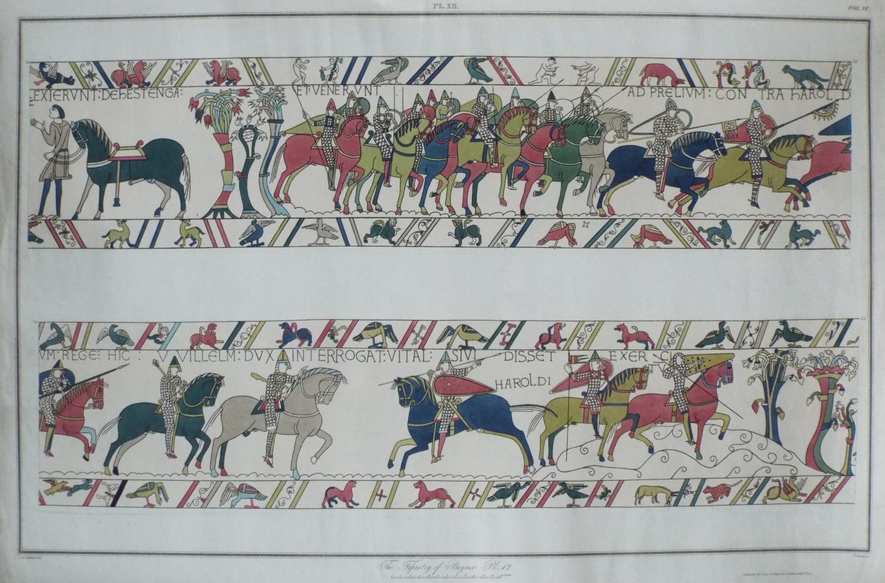 Aquatint - The Tapestry of Bayeux. Pl.XII - Basire